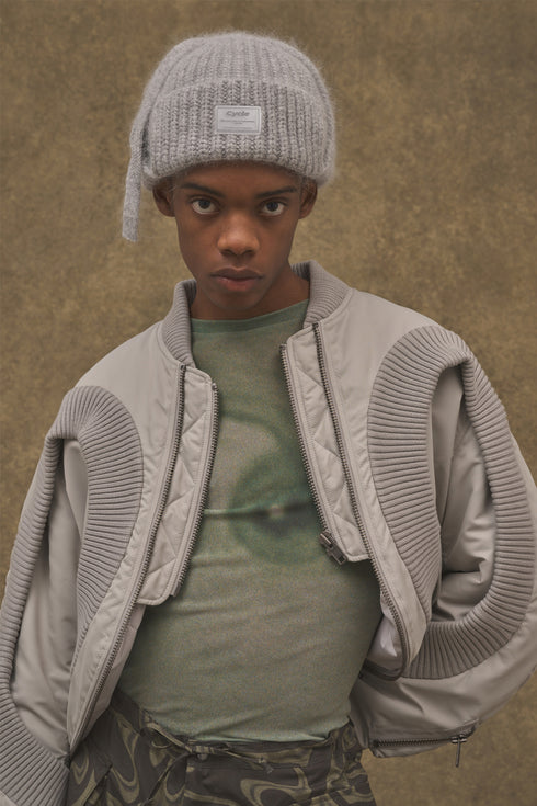 DRAW CODE MOHAIR KNIT CAP -GRAY-